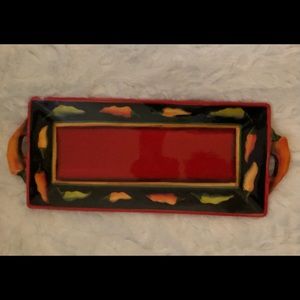 CLAY ART Jalapeno Hand Painted StoneLight Ceramic Serving Tray